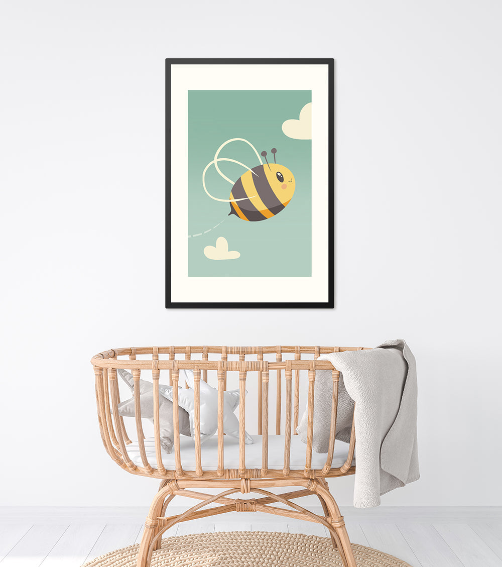 Poster in Lijst Blije Bij - Kinderkamer