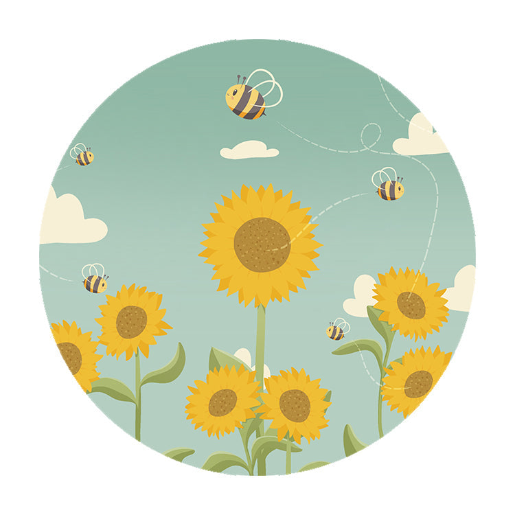 Muurcirkel Zonnebloemen & Bijen - Kinderkamer