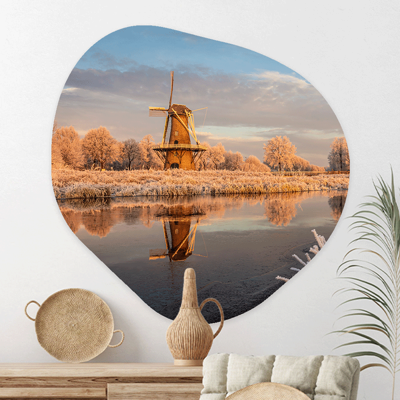 Wanddecoratie Organisch Molen in de Winter