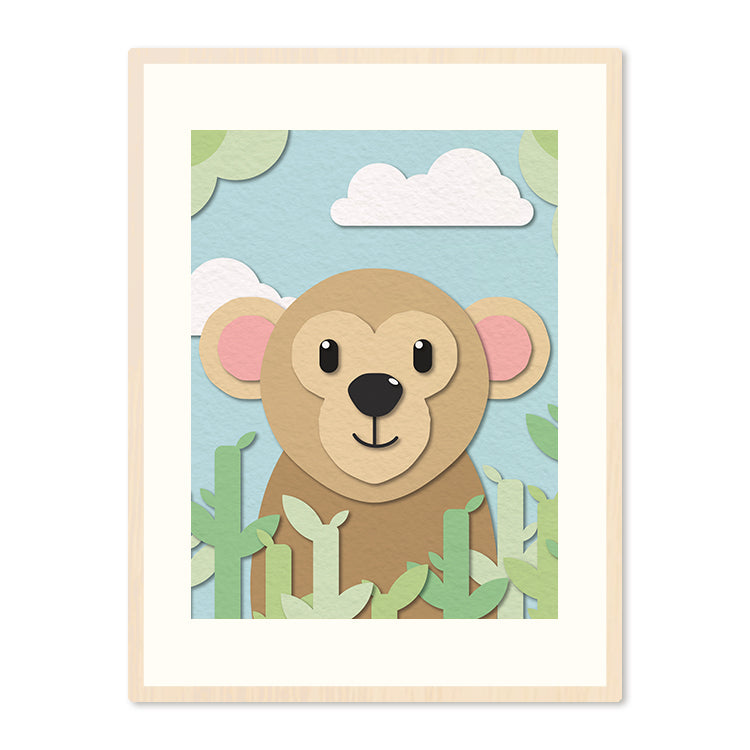 Poster in Lijst Aap - Kinderkamer