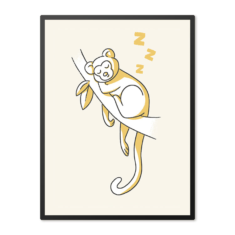 Poster in Lijst Slapend Aapje - Kinderkamer