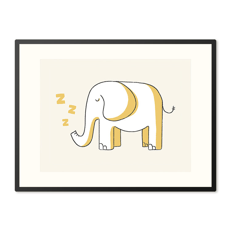 Poster in Lijst Slapend Olifantje - Kinderkamer