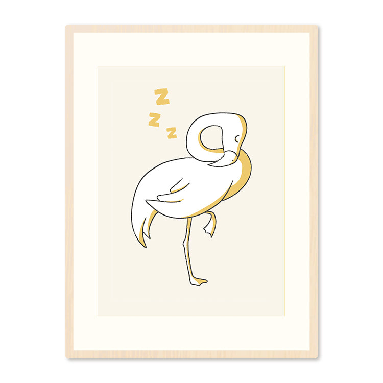 Poster in Lijst Slapende Flamingo - Kinderkamer