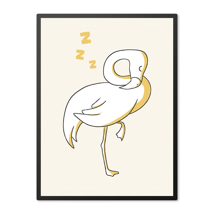 Poster in Lijst Slapende Flamingo - Kinderkamer