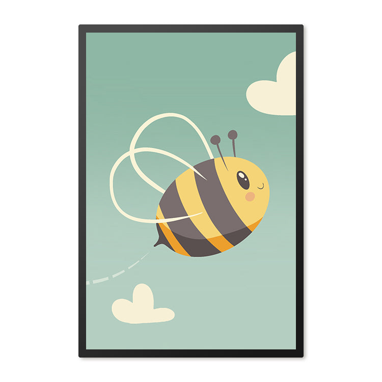 Poster in Lijst Blije Bij - Kinderkamer - Babykamer - Zonder Passe Partout