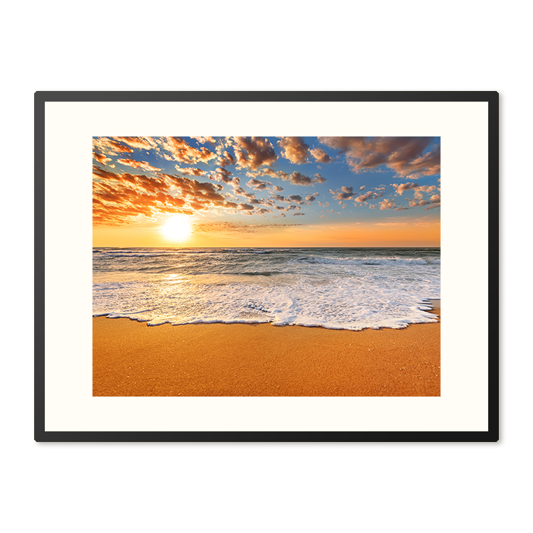 Poster in Lijst Stralende Zonsondergang aan de Kust
