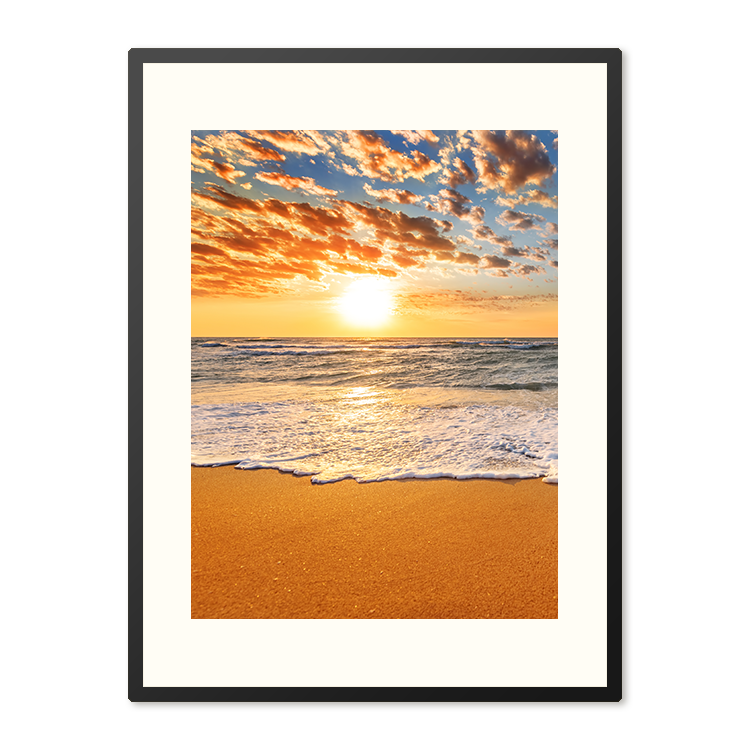 Poster in Lijst Stralende Zonsondergang aan de Kust