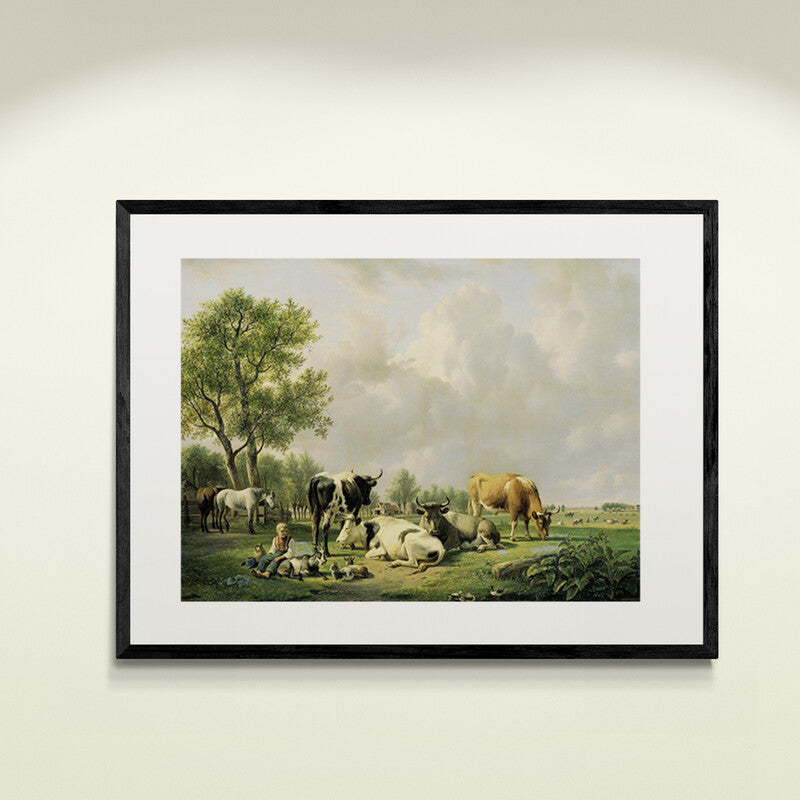 Poster in Lijst Landschap met Vee