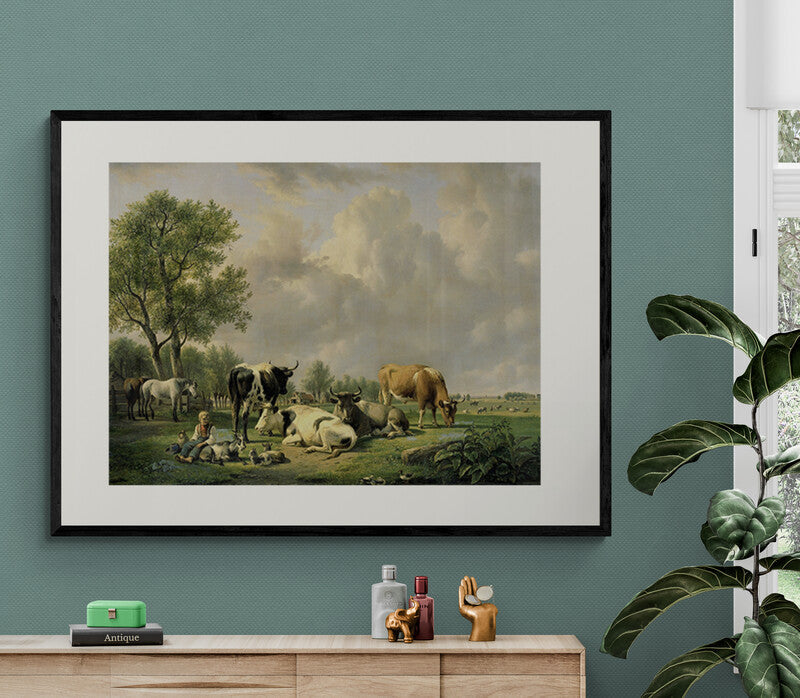 Poster in Lijst Landschap met Vee
