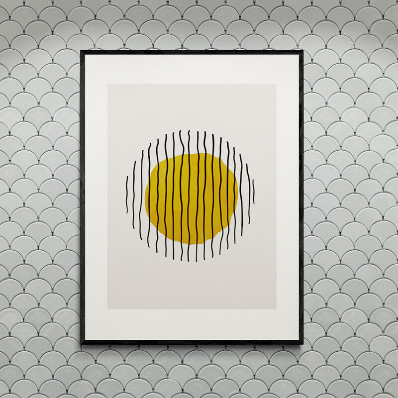 Poster in Lijst Scribble Geel