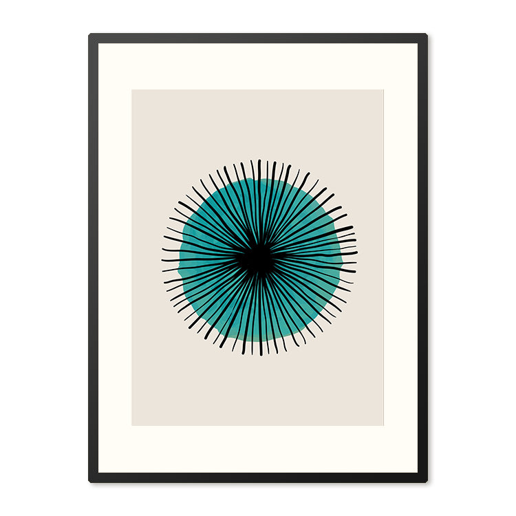 Poster in Lijst Scribble Turquoise