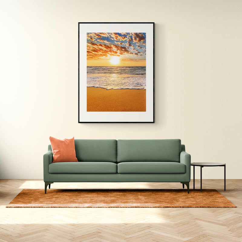 Poster in Lijst Stralende Zonsondergang aan de Kust