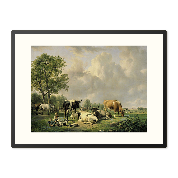 Poster in Lijst Landschap met Vee
