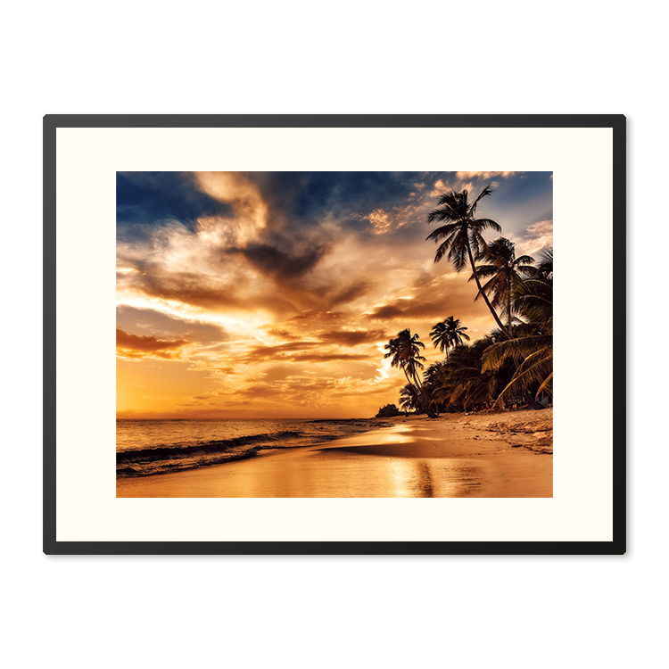 Poster in Lijst Zonsondergang op het Strand