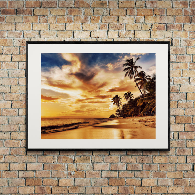 Poster in Lijst Zonsondergang op het Strand