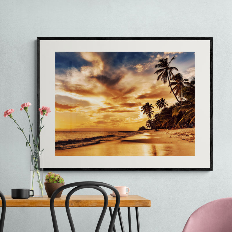 Poster in Lijst Zonsondergang op het Strand