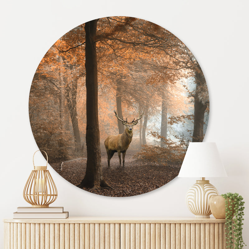 Schilderij Hert in Herfstbos