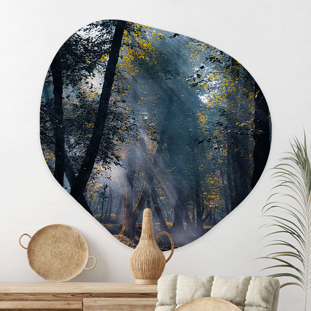 Wanddecoratie Organisch Zonnestralen in het Bos