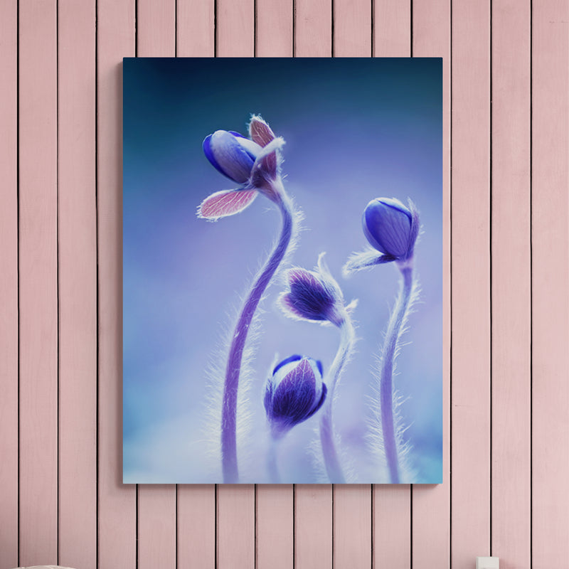 Schilderij Bloeiende Blauwe Bosbloemen