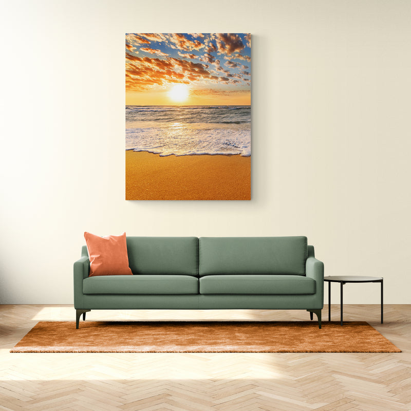 Schilderij Stralende Zonsondergang aan de Kust