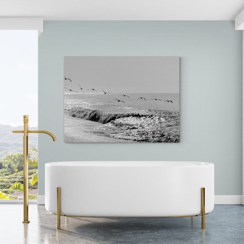 Schilderij Vogelvlucht aan Zee