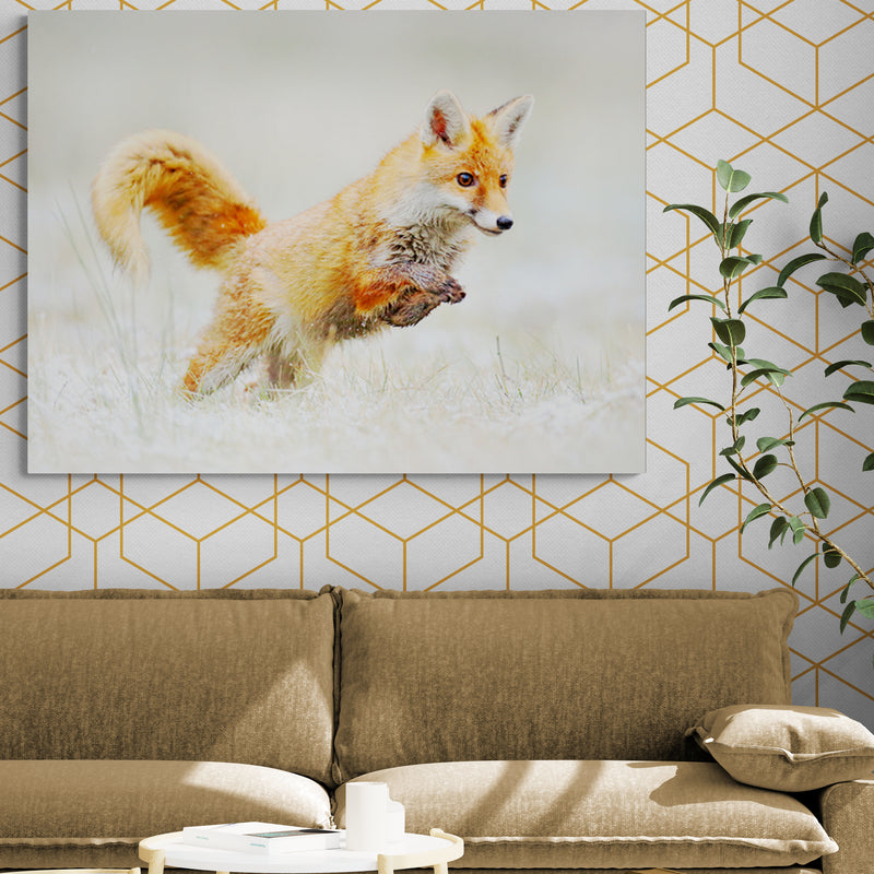 Schilderij Vos in Winterwonderland