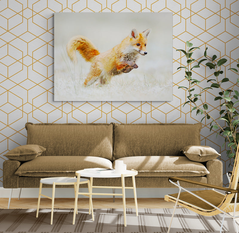 Schilderij Vos in Winterwonderland