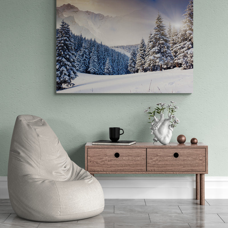 Schilderij Winterlandschap bij Avondschemering