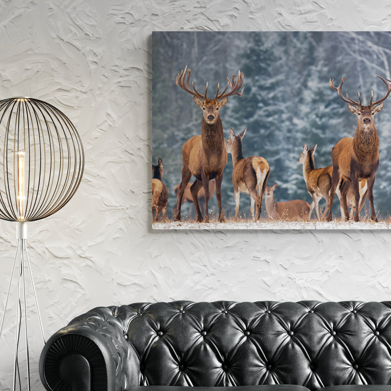 Schilderij Winterlandschap met Edelherten