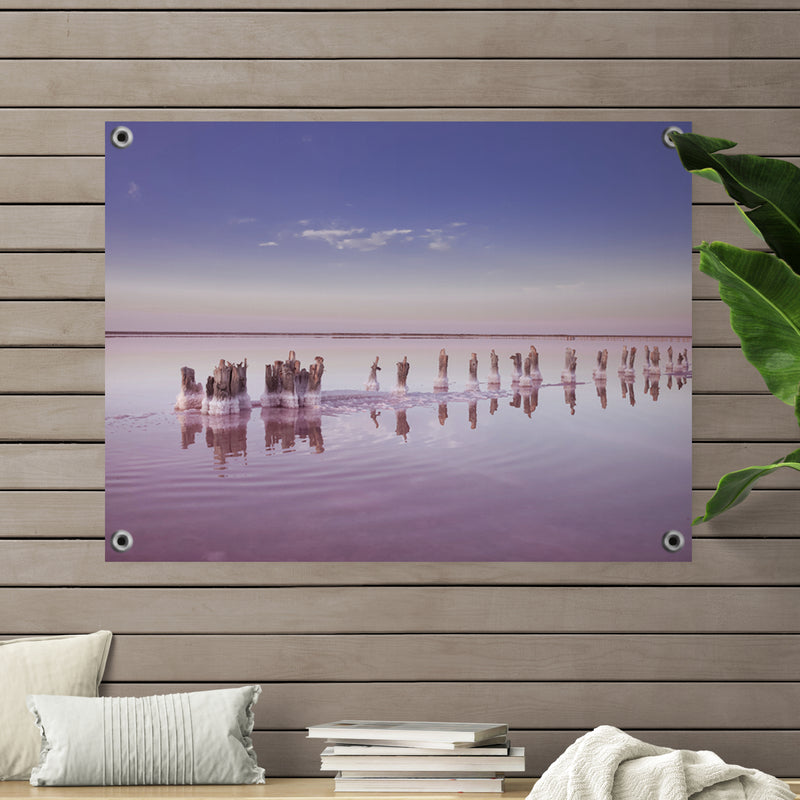 Tuinposter Roze Zoutmeer Panorama