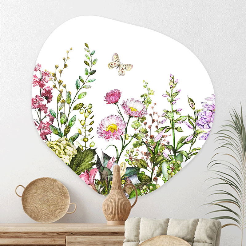 Wanddecoratie Organisch Bloemen in de Weide