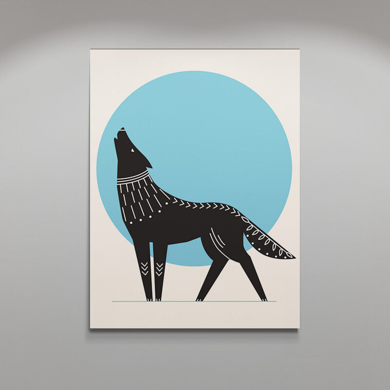 Schilderij Abstracte Wolf Blauw