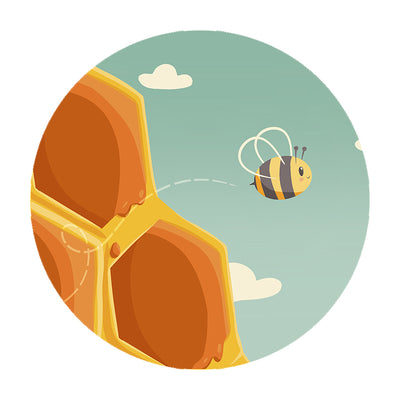 Muursticker Bee Happy Rond