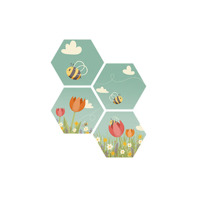 Hexagon Bee Happy Tulpen - 40xH50 cm