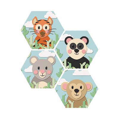 Hexagon Tijger, Koala, Panda & Aap
