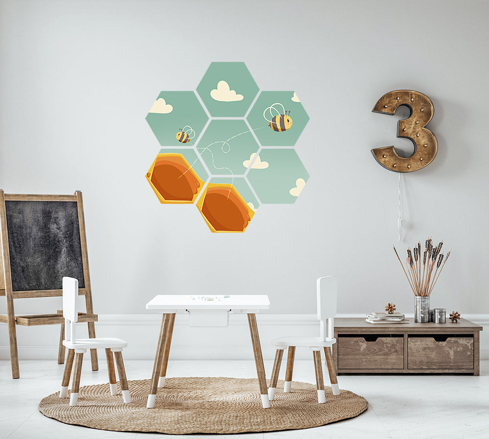 Hexagon Bee Happy - 58x59 cm