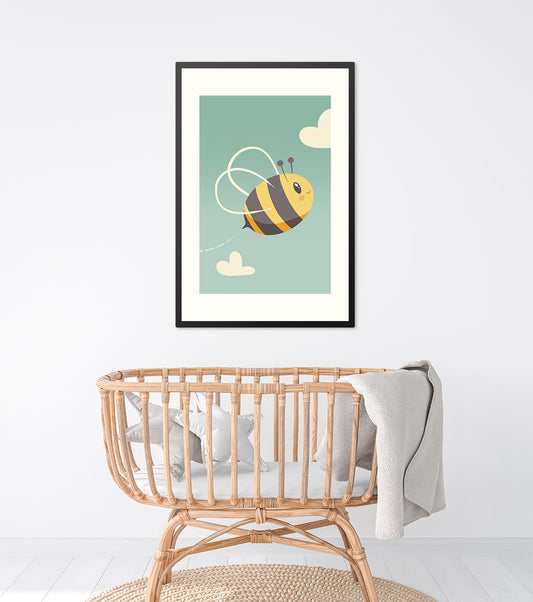 Poster in Lijst Blije Bij - Kinderkamer