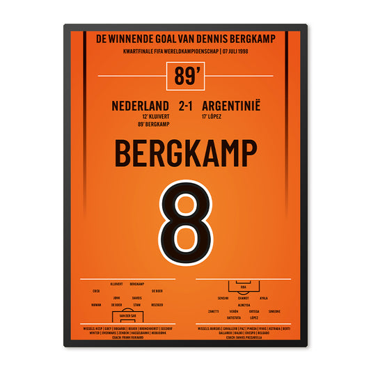 Poster in Lijst De Winnende Goal van Dennis Bergkamp - Nederland - Argentinië