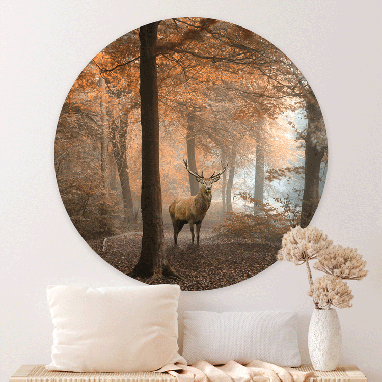 Muurcirkel Hert in Herfstbos