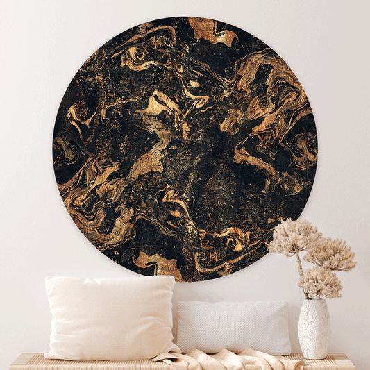 Muurcirkel Marble Gold Black