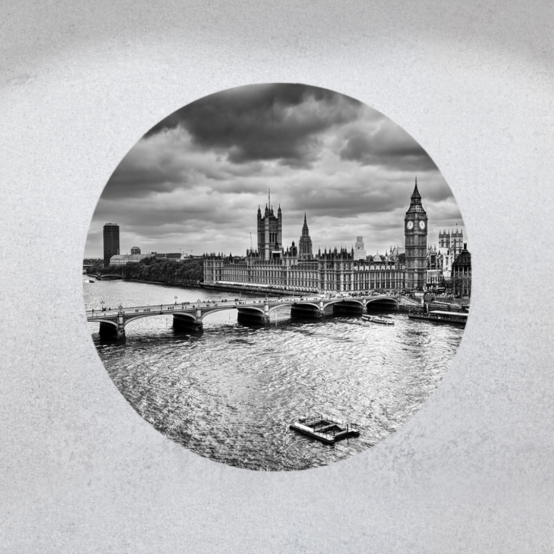 Muurcirkel Londen's Elegante Silhouet