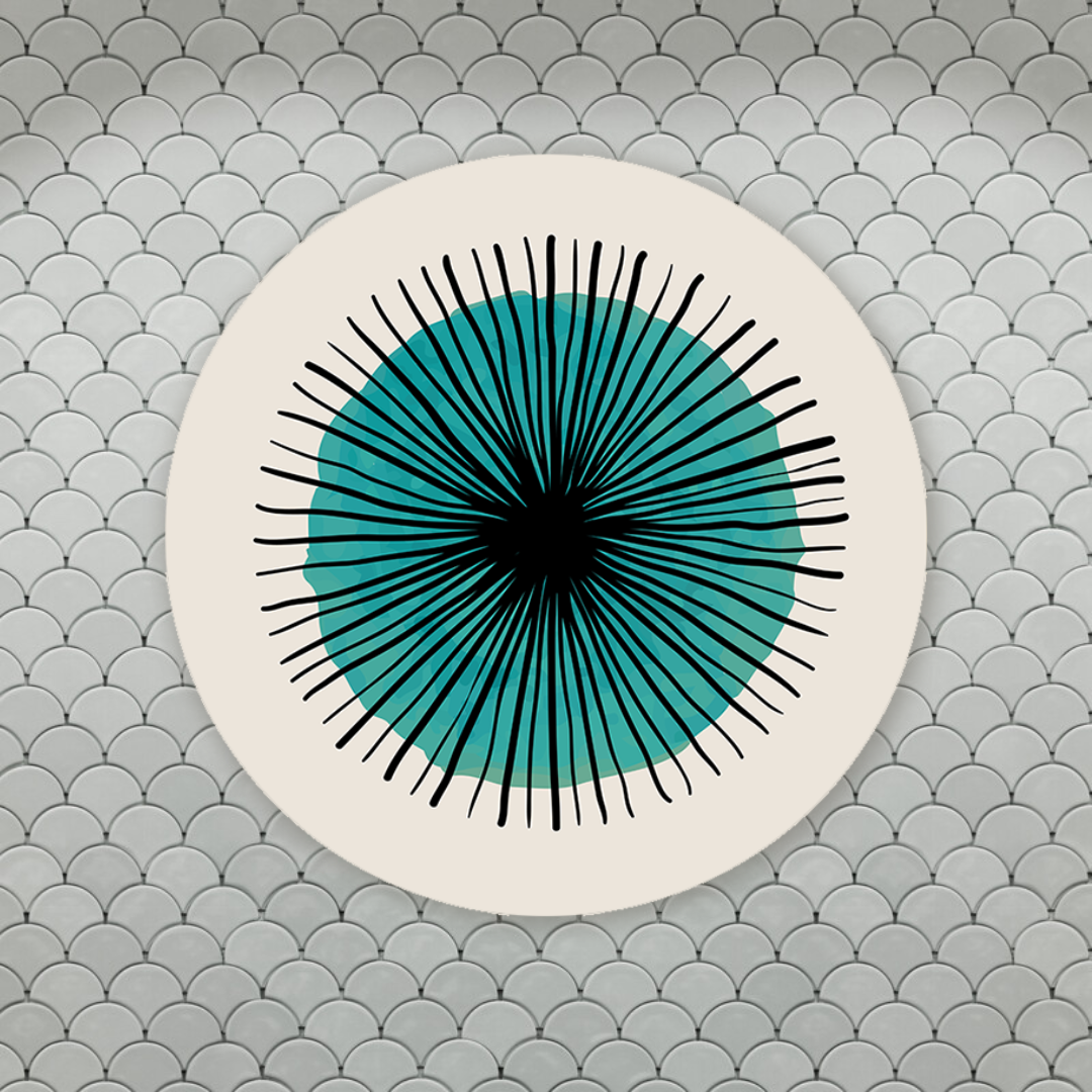 Muurcirkel Scribble Turquoise