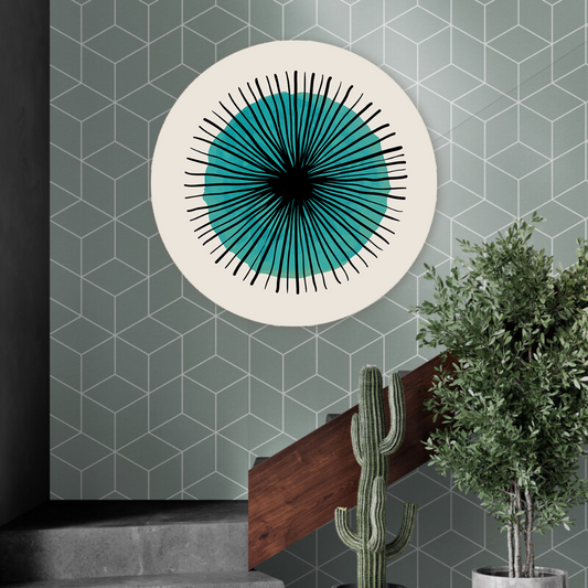 Muurcirkel Scribble Turquoise