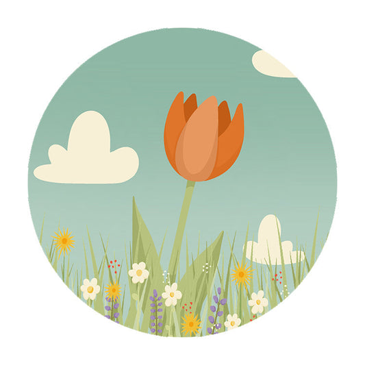 Muurcirkel Oranje Tulp - Kinderkamer