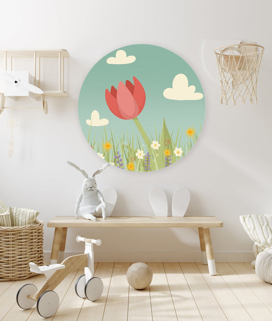 Muurcirkel Roze Tulp - Kinderkamer - Babykamer