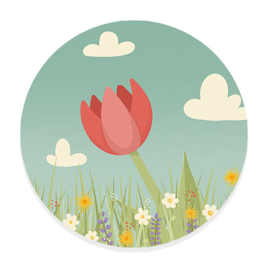 Muurcirkel Roze Tulp - Kinderkamer