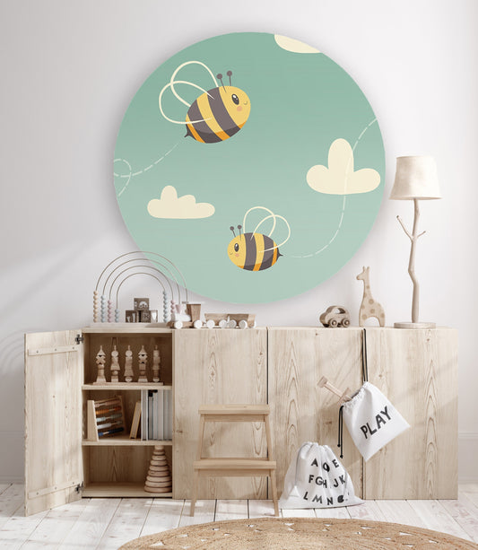 Muurcirkel_Twee_Blije_Bijen_-_Kinderkamer_-_Babykamer (sfeer)