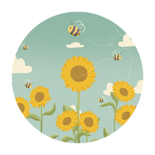 Muurcirkel Zonnebloemen & Bijen - Kinderkamer