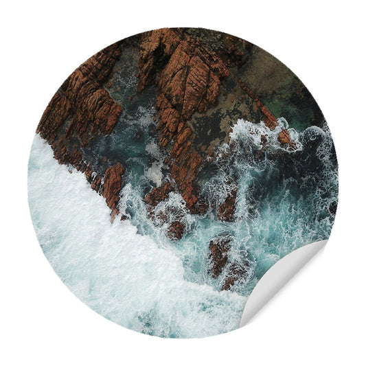 Muursticker - Wilde Zee bij de Rotsen
