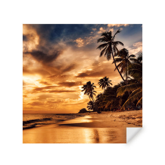 Muursticker - Zonsondergang op het Strand